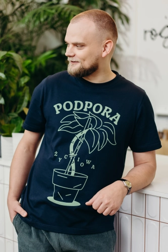 Podpora życiowa koszulka męska granatowa AIV09543.webp