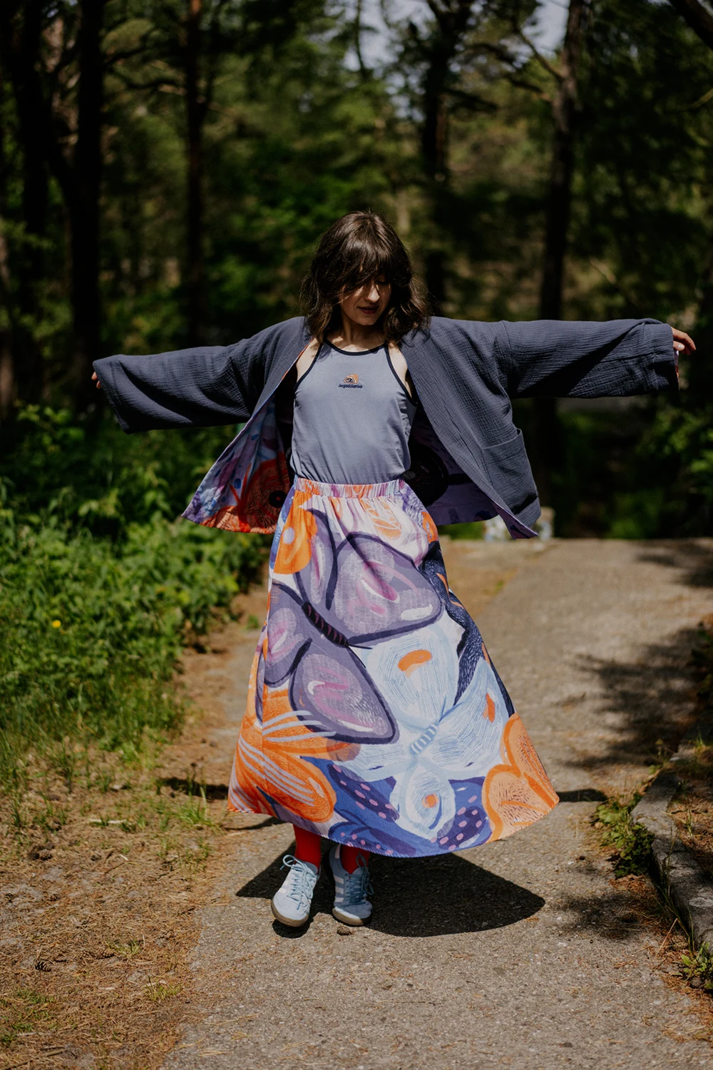 Spódnica Motyle, kimono dwustronne Motyle